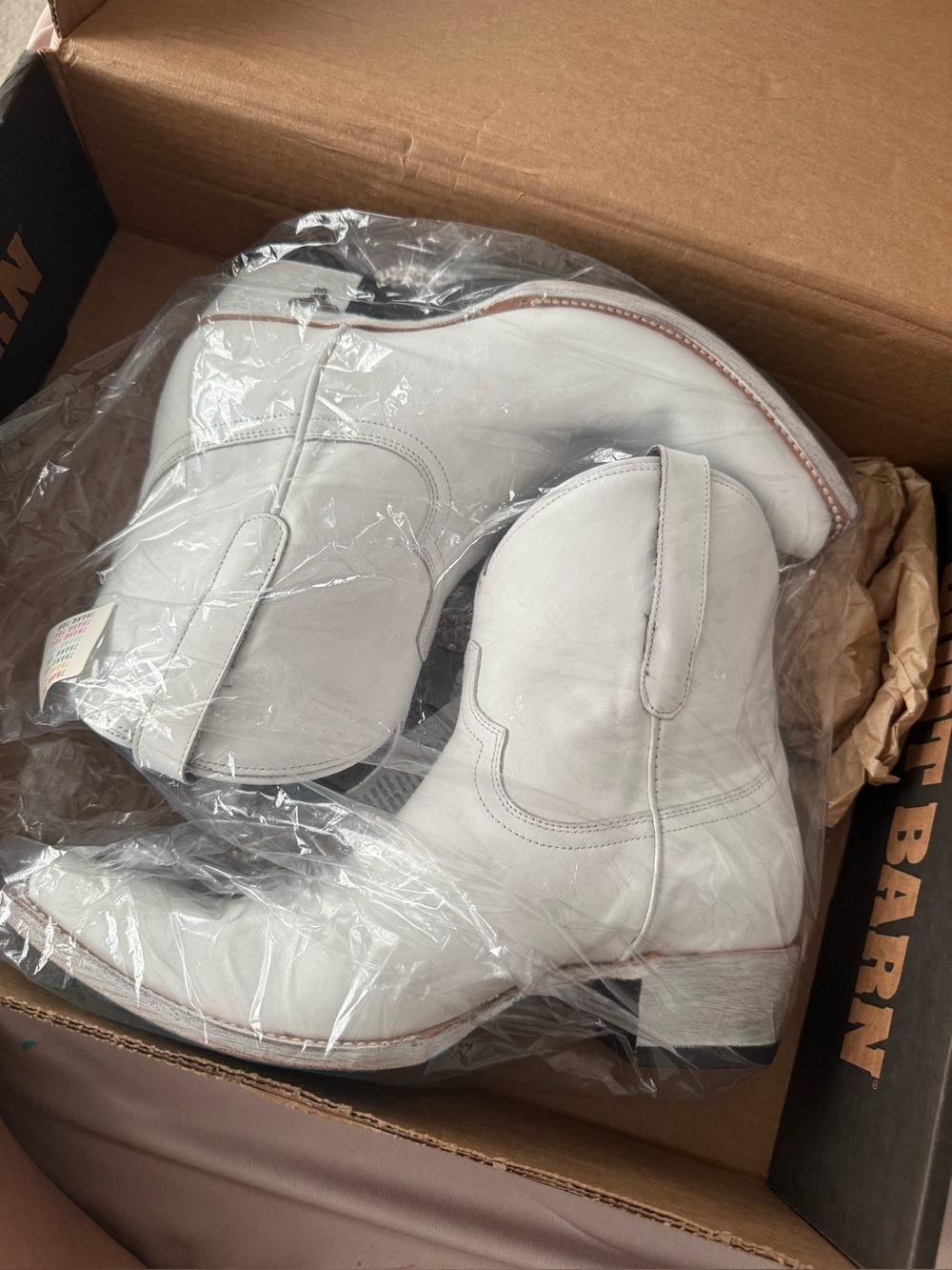 White Leather Cowboy Boots - Emma Jane Short Booties Lane Size 11